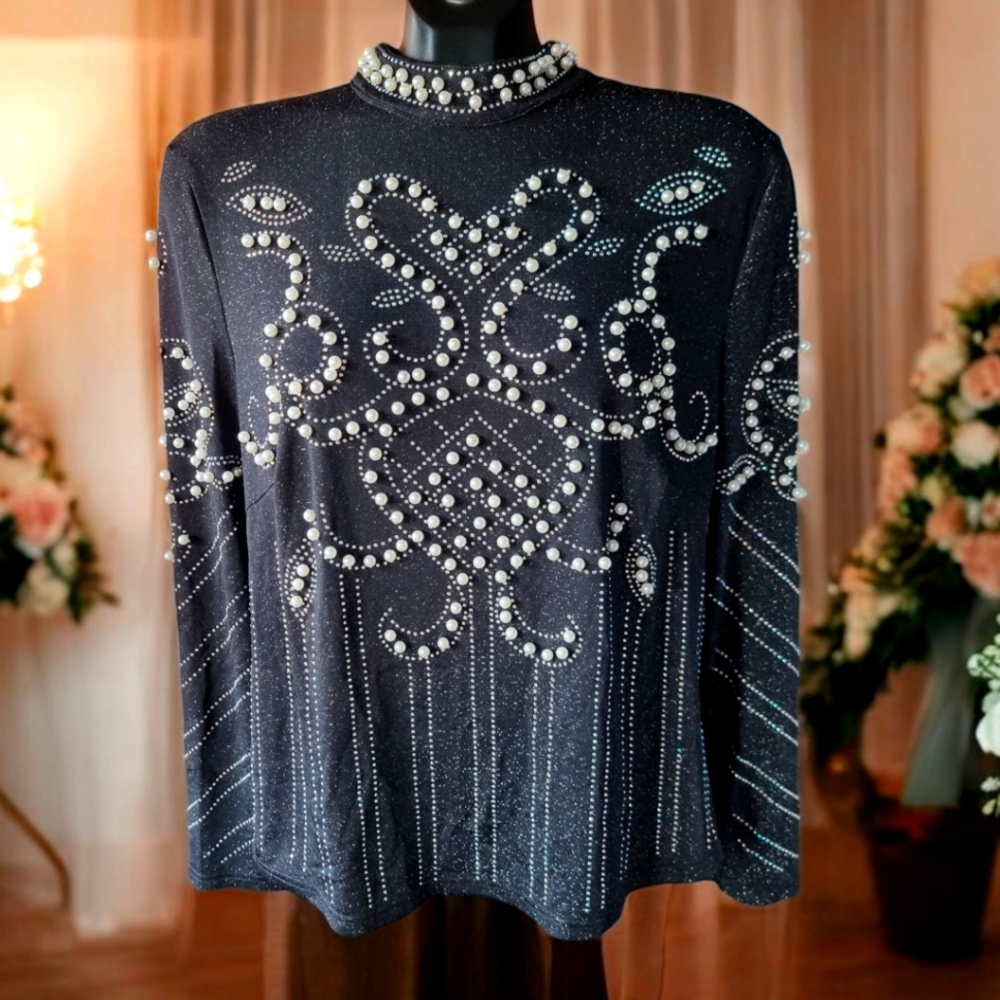 Raquel Sparkly Pearl & Iridescent Sparkles Embellished Top